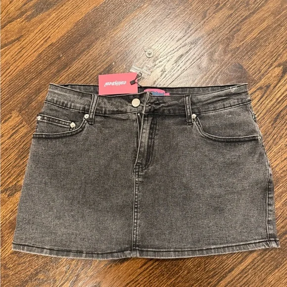Edikted Charcoal Denim Mini Skirt - Picture 1 of 3